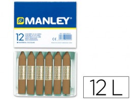 12 lápices cera blanda Manley unicolor tierra sombra tostado nº68